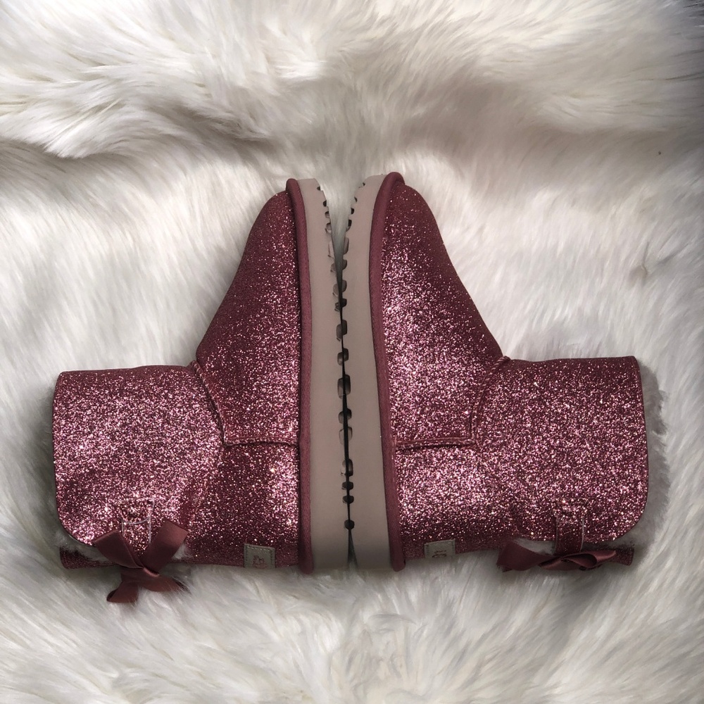UGG Women's Mini Bailey Bow Sparkle Pink Boot - Picture 5 of 8